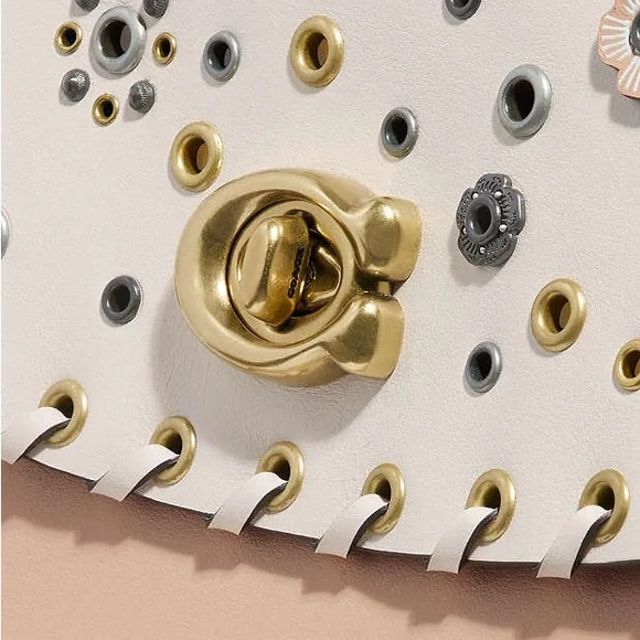 Coach Parker Top Handle With Scattered Rivets 69444 Tea Rose Applique - Picture 12 of 16